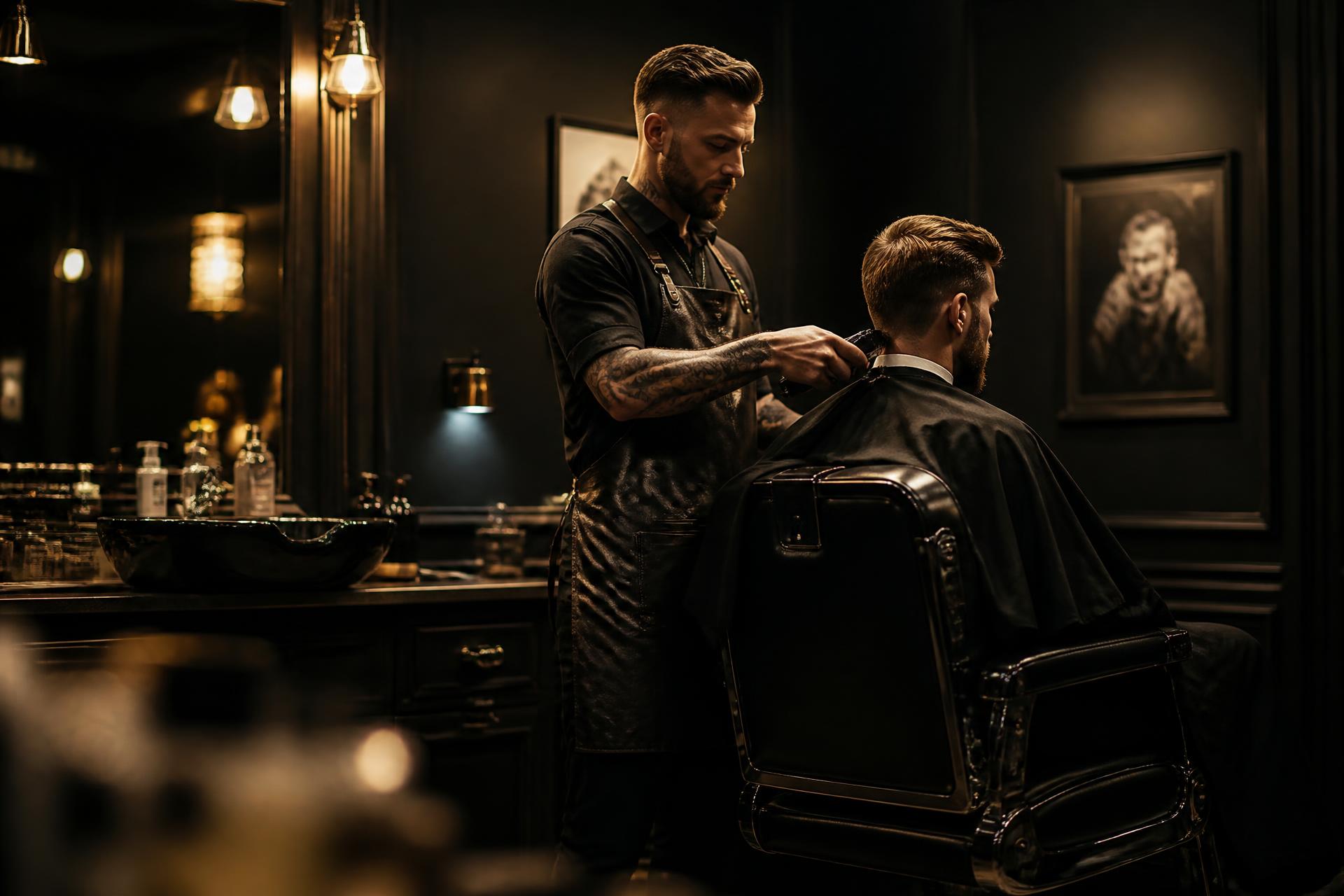 Barber giving a precision haircut at Headline Barbers in Cape Town